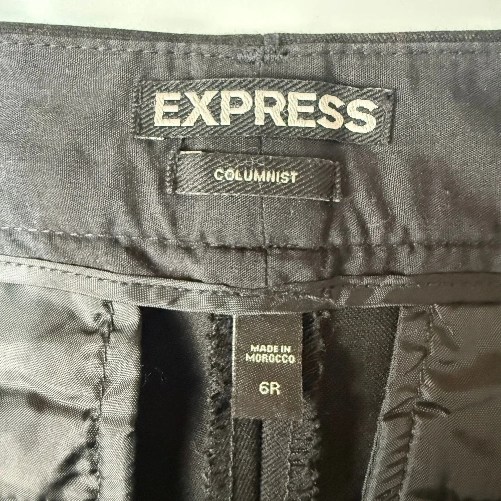 Express Columnist Dress Pants Women 6R Black Straight Leg Mid Rise Stretch Work